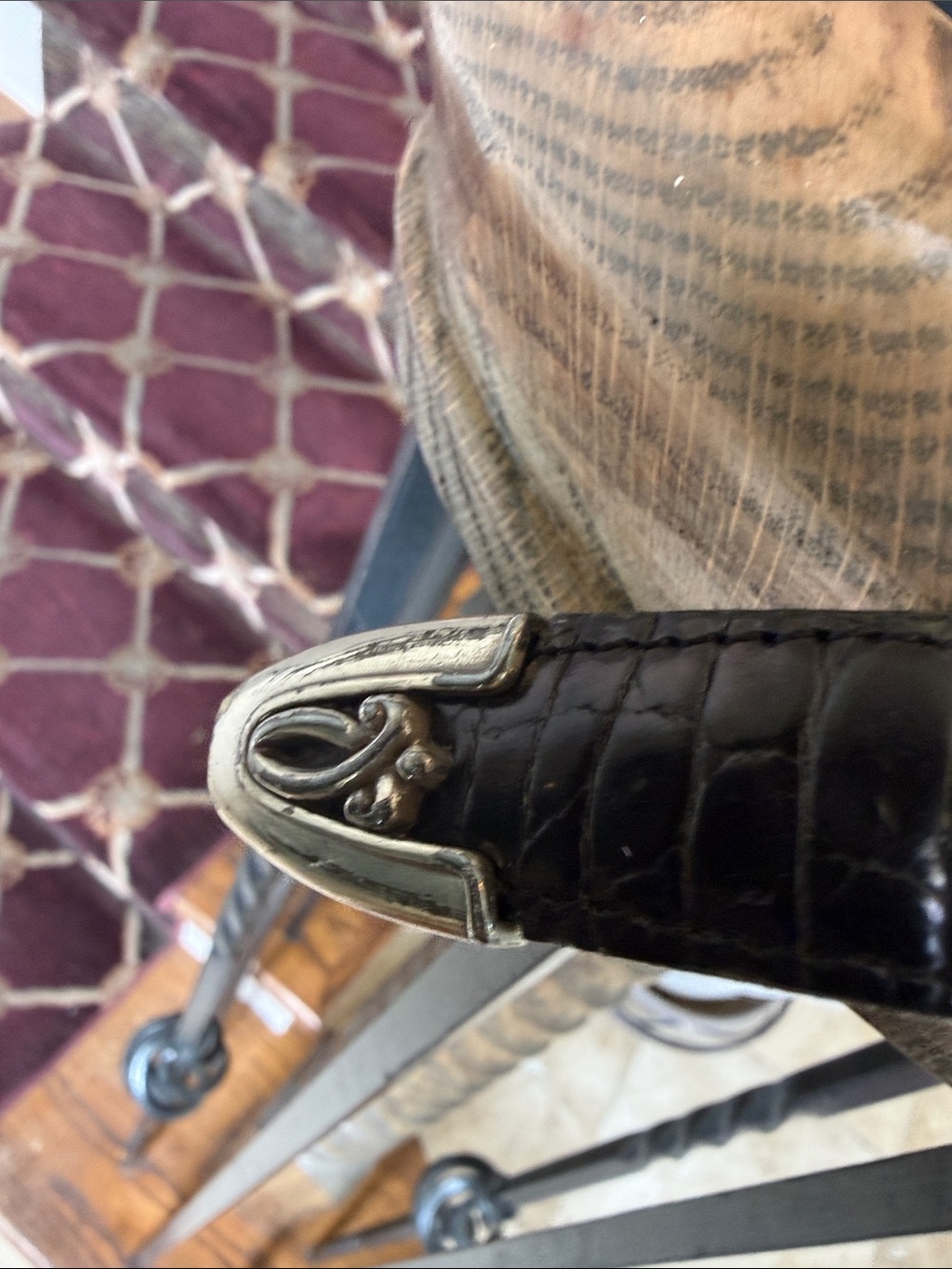 BRIGHTON ladies crocodile embossed, genuine, leather belt large - Picture 3 of 9
